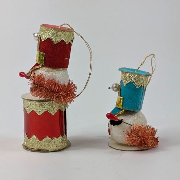 Vintage Drummer Boy Christmas Tree Ornaments Drum Major Soldier 50s MCM Holiday - Picture 3 of 16
